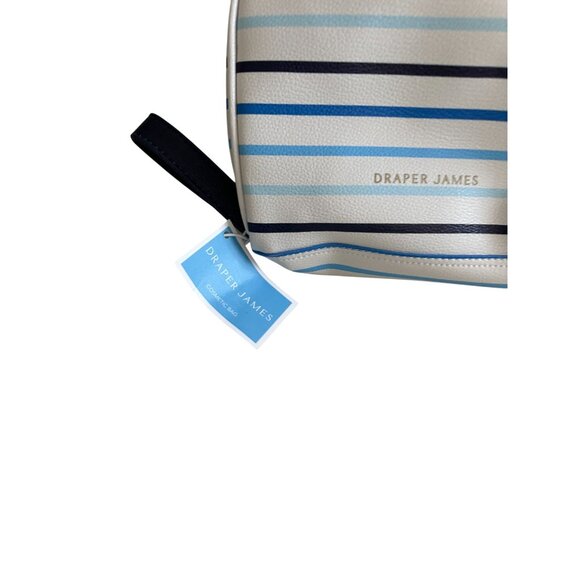 DRAPER JAMES White Blue Striped Cosmetic Makeup Bag NEW NWT - Picture 4 of 6